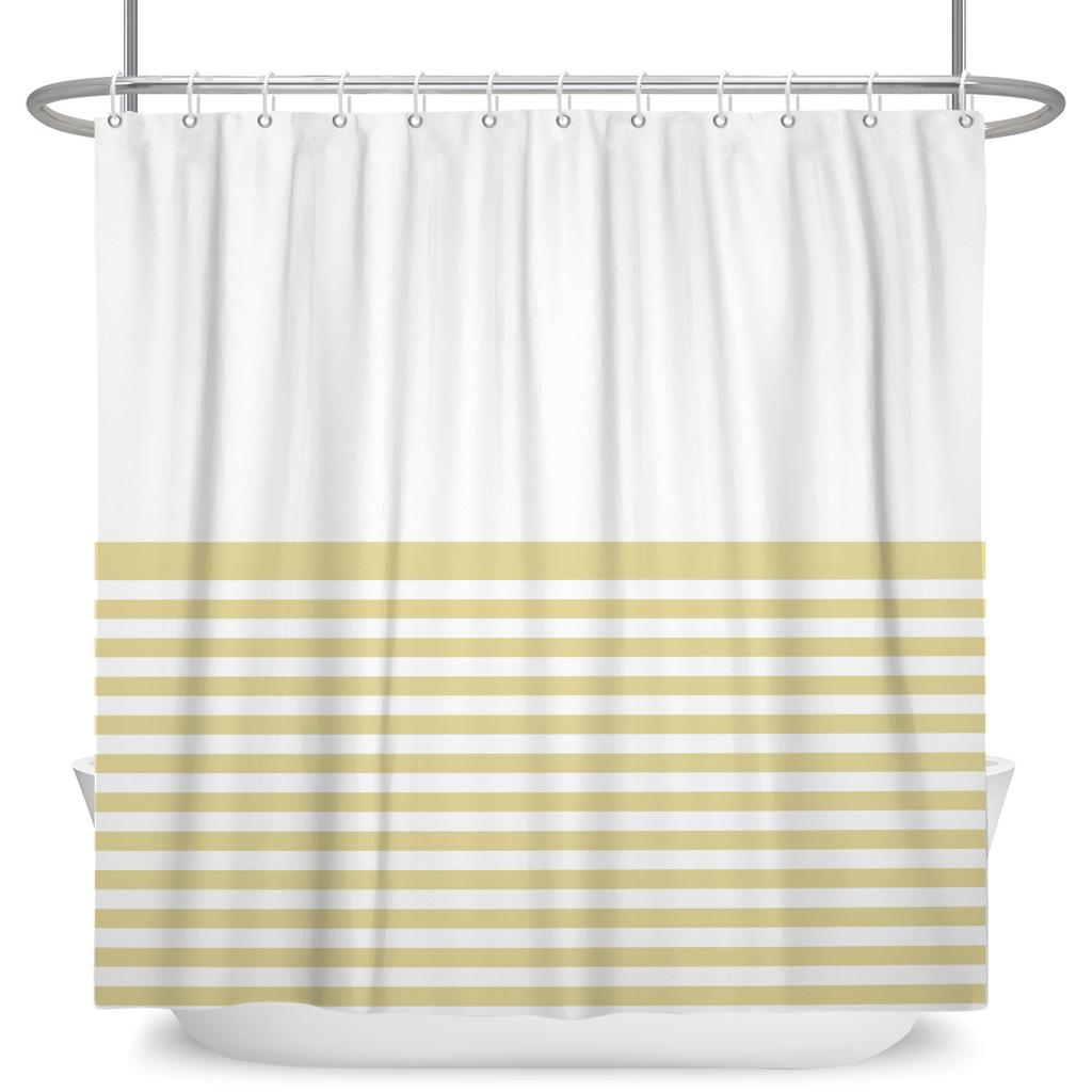 Minimalist Striped Shower Curtain Modern Color Block Gradient Design Waterproof Bath Curtain Bathroom Decor Polyester With Hooks