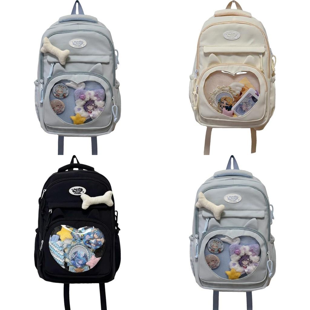 Shoulder Bag Large Capacity Solid Color Backpack Unisex School Travel Student