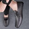 Fashion High-quality Punching Loafers Leather Mens Shoes Dress Shoes Slip-on Formal Shoes Male Wedding Flats Casual Business Footwear