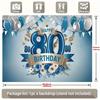 Party Backdrop 80Th Birthday Floral Balloon Blue Flat Golden Cafe Restaurant Club Celebration Photo Booth Birthday Party Decor