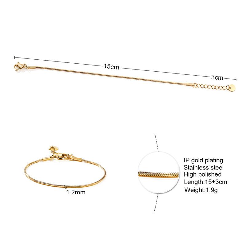 Wholesale Snake Chain Bracelet Woman Stainless Steel Fashion Round Link Bracelet Adjustable Drop Shipping