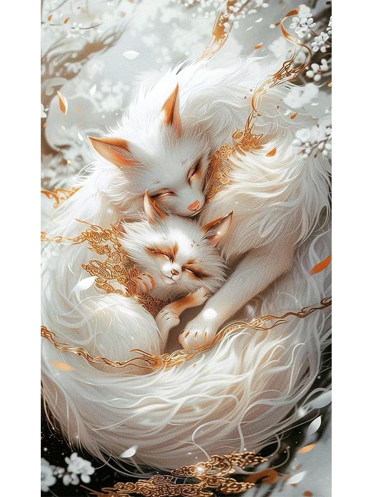 5D DIY Diamond Painting Dream Sun Moon Elf Fox New Series 2024 Mosaic Full Square Round Diamond Embroidered Home Decoration