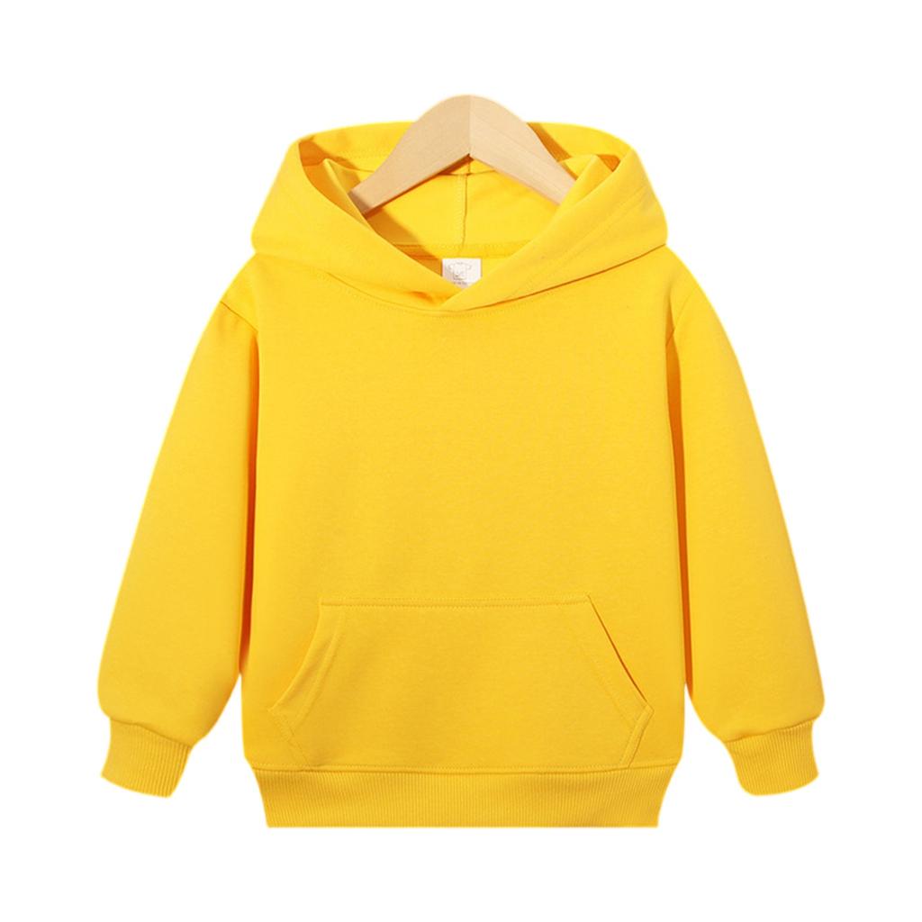 Boys and Girls Casual Comfortable Color Hooded Sweatshirt with Pockets and Long Sleeve