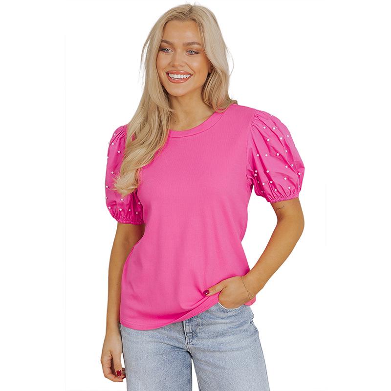 

Women s Summer Chiffon Round Neck Pullover - European & American Style, Solid Color, Versatile Contact Customer Service for Order Issue