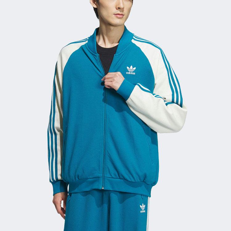 Adidas Originals SST Striped Colorblock Logo Long Sleeve Jacket Men Jacket Blue IX4241