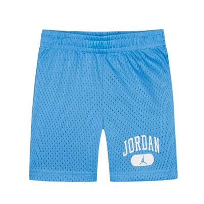 Einfarbige Shorts mit Buchstabenprint, elastischem Bund, lässig, Kinder-Shorts, Moosblau, JD2422013GS-001
