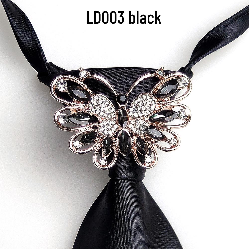 Japanese Style Women's Rhinestone Bow Tie Collar for Shirts