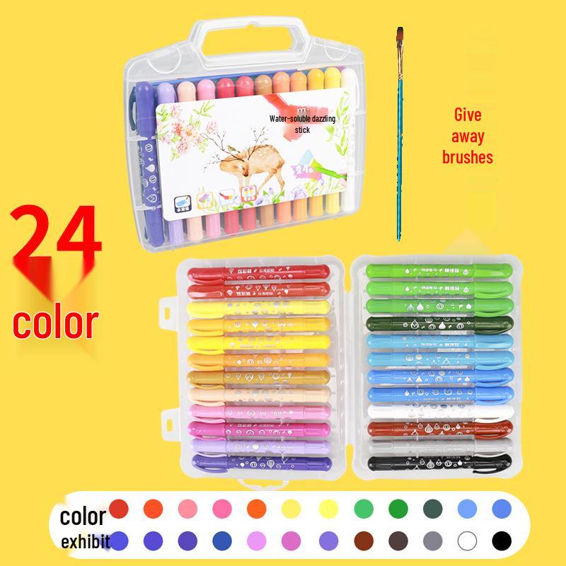 Water-Soluble Crayons: Single-Color Sticks in 12, 18, 24, or 36 Colors for Brush Oil Painting and Kindergarten Art.