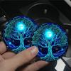 [Glowing Tree Cup Coasters] Blue Glowing Tree of Life Car Cup Holder Coasters | Washable Rubber Cup Mats