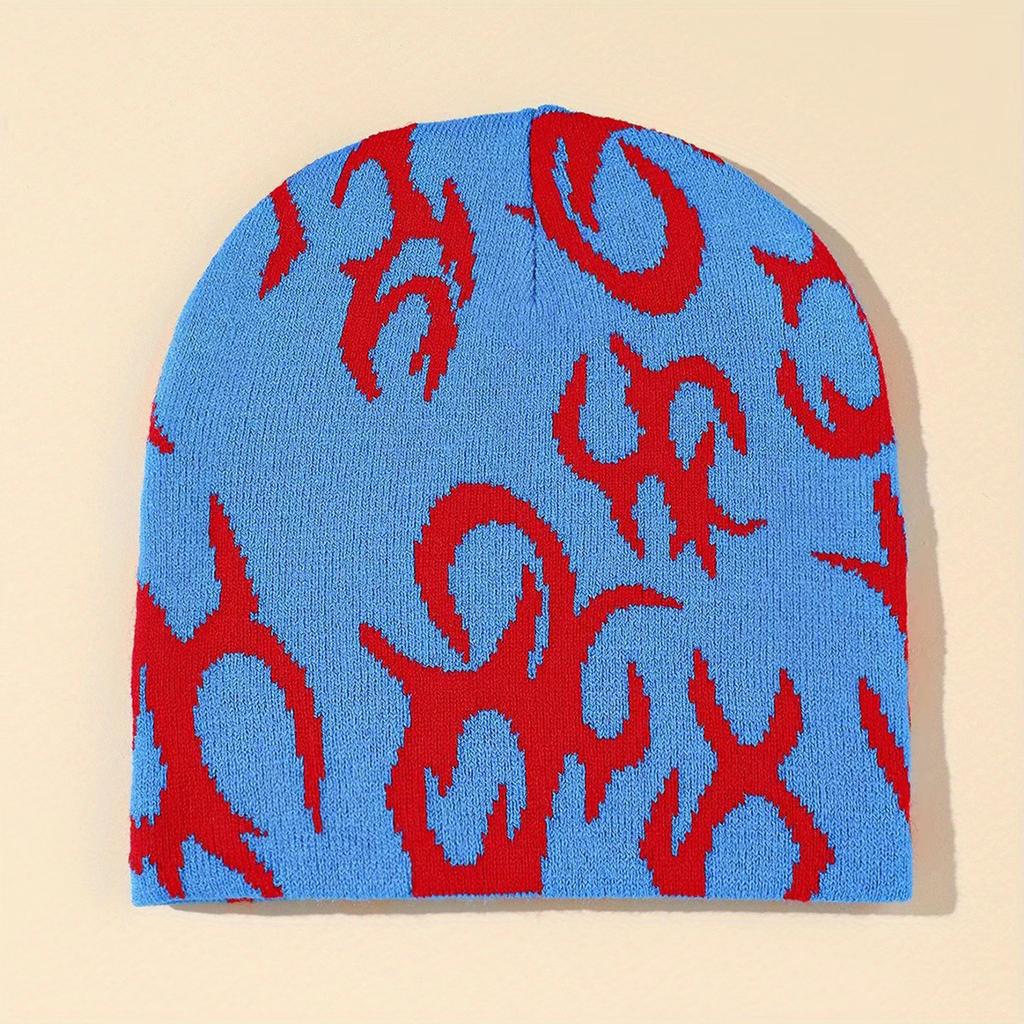Jacquard Gothic Pattern Handmade Elastic Hat Soft Winter Warmer Knitted Hat Cold Winter Presents for Students Teenagers