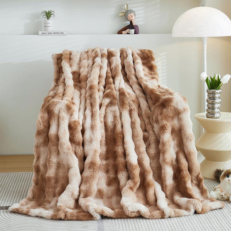 Plush Cover Blanket Rabbit Plush Blanket Thickening Winter Blanket Coral Fleece for Bed Sofa Blanket Cover Blanket Nap Blanket
