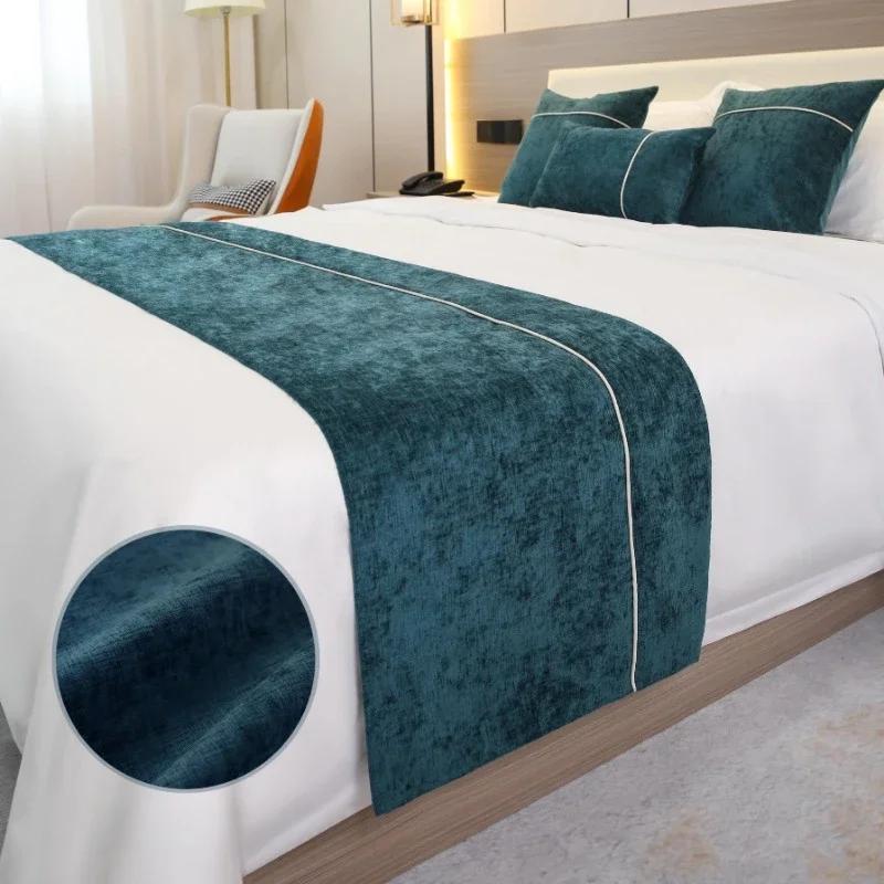 Solid color Bedspreads Bed Runner Double Layer Bed Flag Throw Bedding Single Queen King Bed Cover Towel Home Hotel Decorations