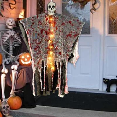 Hängende Halloween Skelett Dekoration, Gruselige Requisite, Bastel-DIY-Zubehör, Szenenlayout mit Licht für