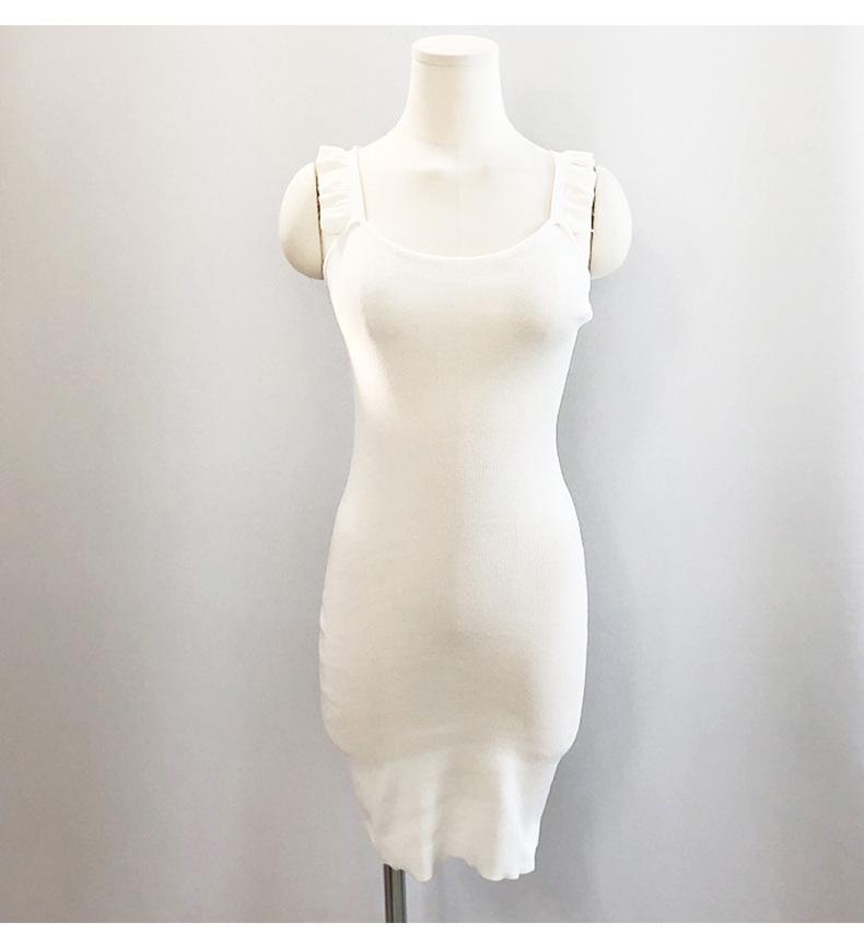 Koreanisches Dongdaemun Schlankmachendes Geripptes Träger-Strick-Bodycon-Kleid