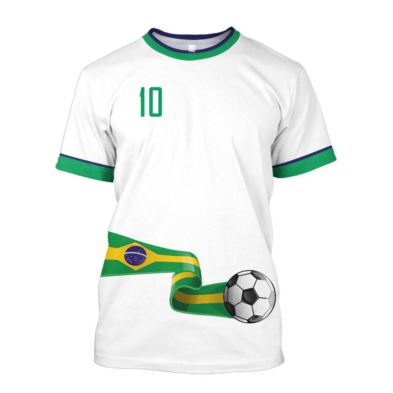 Simple Brazil Football T-shirts Summer Fashion Short Sleeve 3D Football Printed T-Shirts Casual Sports Men's Plus Siz T-shirts