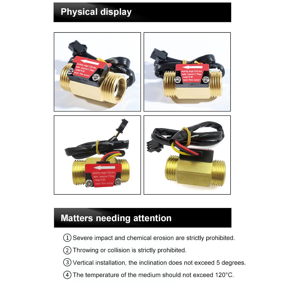 G1/1 Inch Water Flow Sensor Turbine Flow Meter Hall Effect Liquid Flow Counter Meter For Water Heater Industrial Pipeline