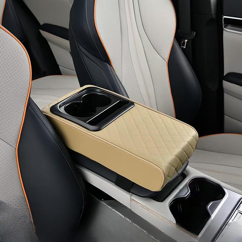 

Чехол на центральную консоль, подлокотник автомобиля, кожаная подушка для подлокотника с подстаканником, для хранения мобильного телефона, защитная накладка на подлокотник для автомобиля (чистый 13.58*8.07*2.95 inch