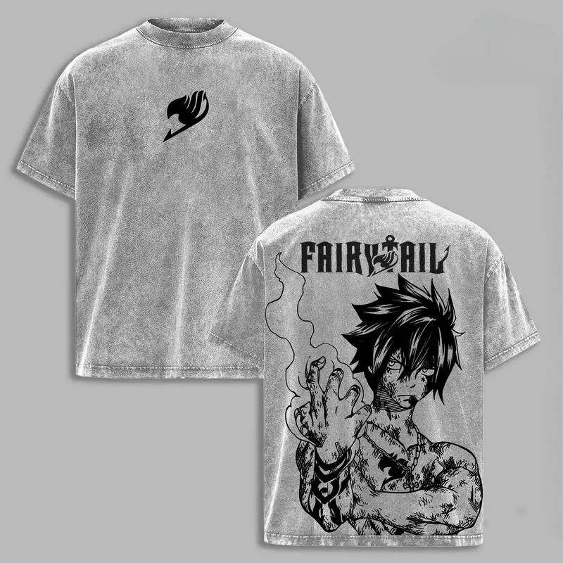 

Fairy Tail Anime Natsu Dragneel Graphic Tshirt Vintage Washed Oversized T Shirt Unisex Women Clothing Cotton Short Sleeve Tees S