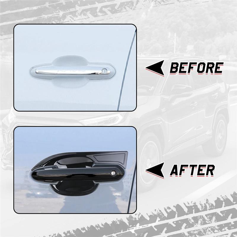 Exterior Door Handle Cover+Door Bowl Cover Trim For Toyota RAV4 2020-2025 Car Exterior Accessories Black