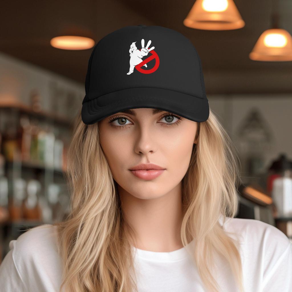Ghostbuster Cartoon Trucker Cap Unisex Women Hats Trucker Hat Sun Caps Adjustable Polyester Mesh Baseball Caps Summer