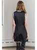 2024 Autumn/Winter Women's High-Waist Color-Block Silk Satin Sleeveless Mini Dress