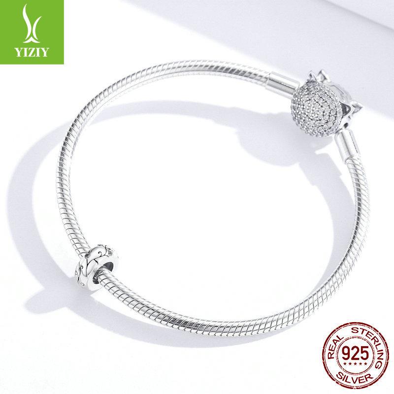 Classical Pattern Silicone Positioning Buckle Bead S925 Silver Positioning Bracelet Accessories Scc1559