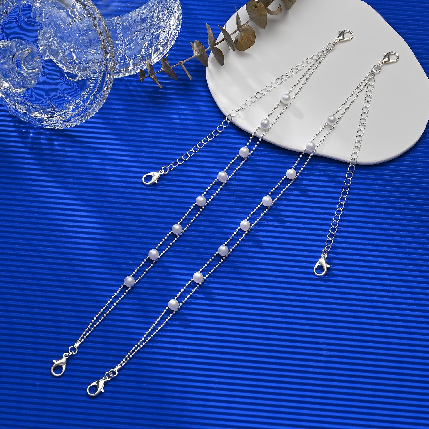 Аксессуары для одежды корейской невесты, бретели для бюстгальтера из двойного ряда жемчуга, скрытые бретели для бюстгальтера, плечевые ремни, завязка серебряный