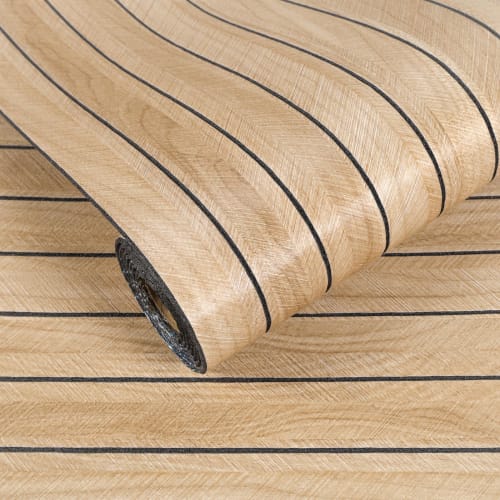VEELIKE 3D Beige Wood Grain Wallpaper Slatwall Panel Sticker, 3mm Thick, 42.8x300cm, with Sponge, Strap Wood Grain Wall Panel, Remake Sheet, Cuttable,