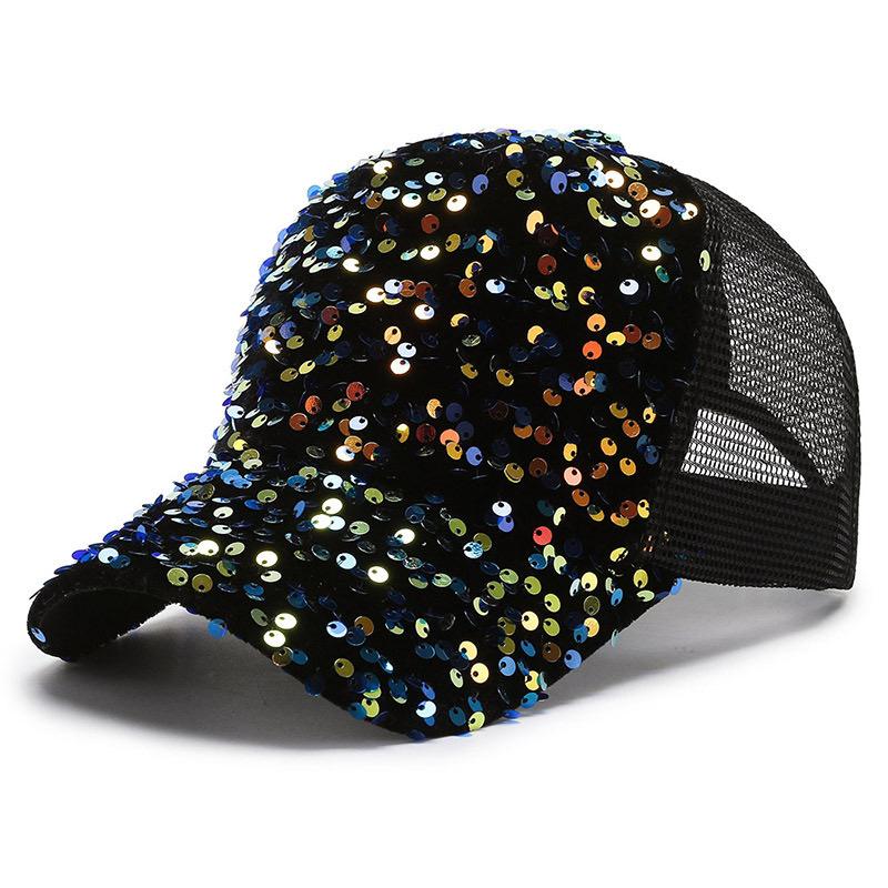Hot Sale Fashionable Women's Sequin Baseball Cap Adjustable Outdoor Female Summer Trucker Hat Streetwear Dopamine Color Hat