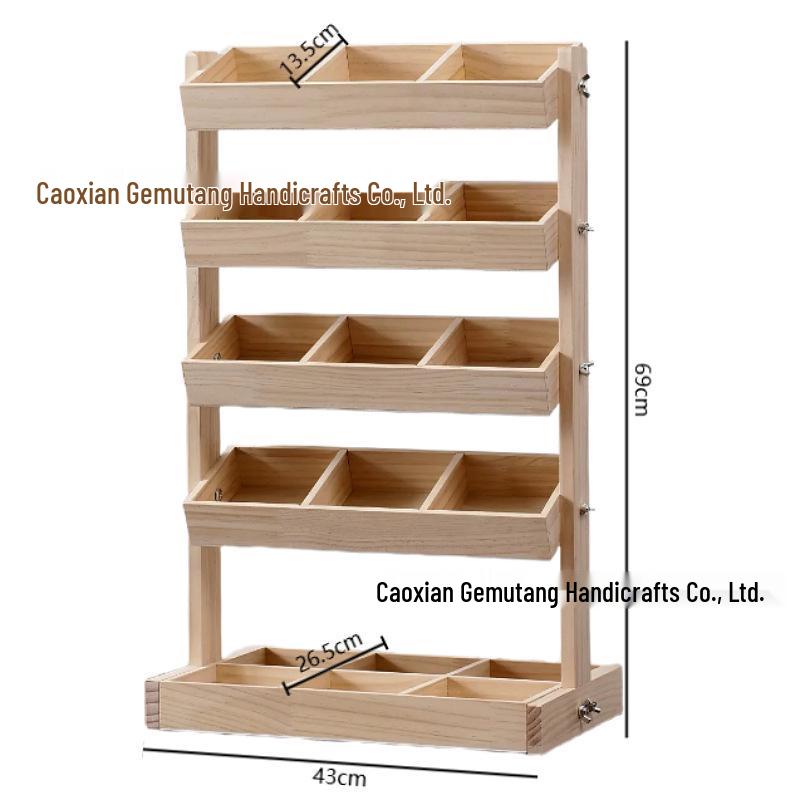 Adjustable Solid Wood Multi-Layer Snack & Toy Storage Shelf