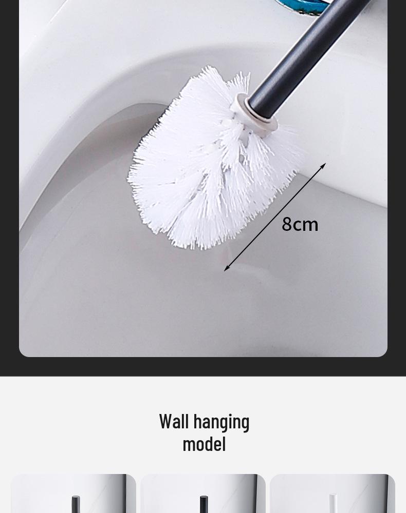 Wall-Mounted Stainless Steel Toilet Brush with Odor-Proof Long Handle and Round Holder for Bathroom Cleaning