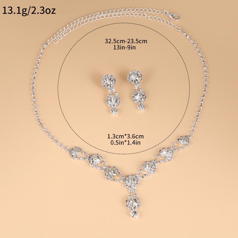 European and American Rhinestone Claw Chain Bridal Jewelry Set with Earrings and Necklace