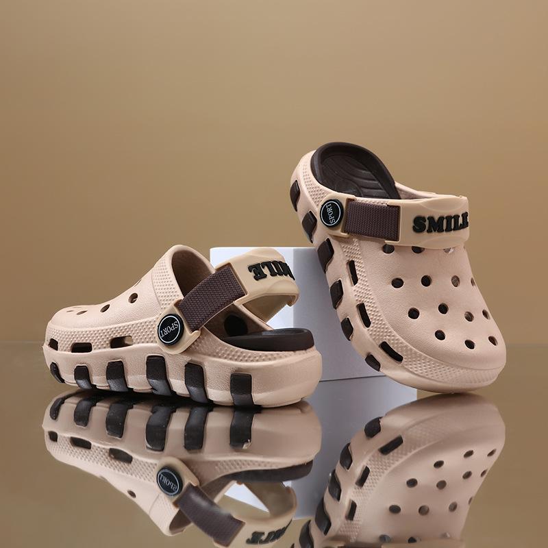 

Трендовые летние клоги для мальчиков, дышащие нескользящие сандалии, мягкая ЭВА, обувь для дома и улицы, серого, белого, черного и хаки цветов, размеры от 28 до Khaki Brown,35