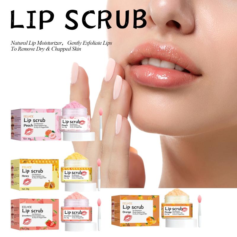 Lip Scrub Fruit Strawberry Orange Honey Brightening Lip Color Exfoliating Deep Cleaning Dead Skin Lipstick Moisturizing Lip Care one size