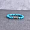 Natural Turquoise Gemstone Bead Bracelet Turquoise Celtic Symbol Beaded Jewelry Tree of Life Charm  Stretchable Handmade Charm Bracelets