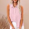 2025 European and American summer popular lapel cotton and linen buttons, sleeveless shirts women's clothing, shirts
