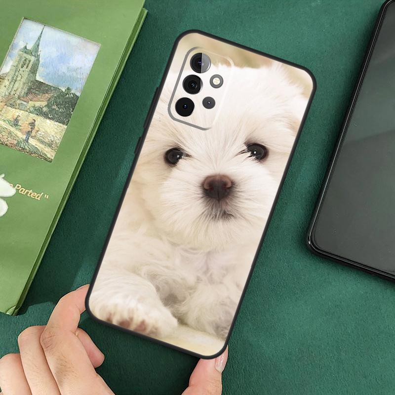 Maltese Dog Puppies Soft Cover For Samsung Galaxy A54 A53 A73 A13 A71 A51 A14 A52 A32 A12 A22 A52S Back Case