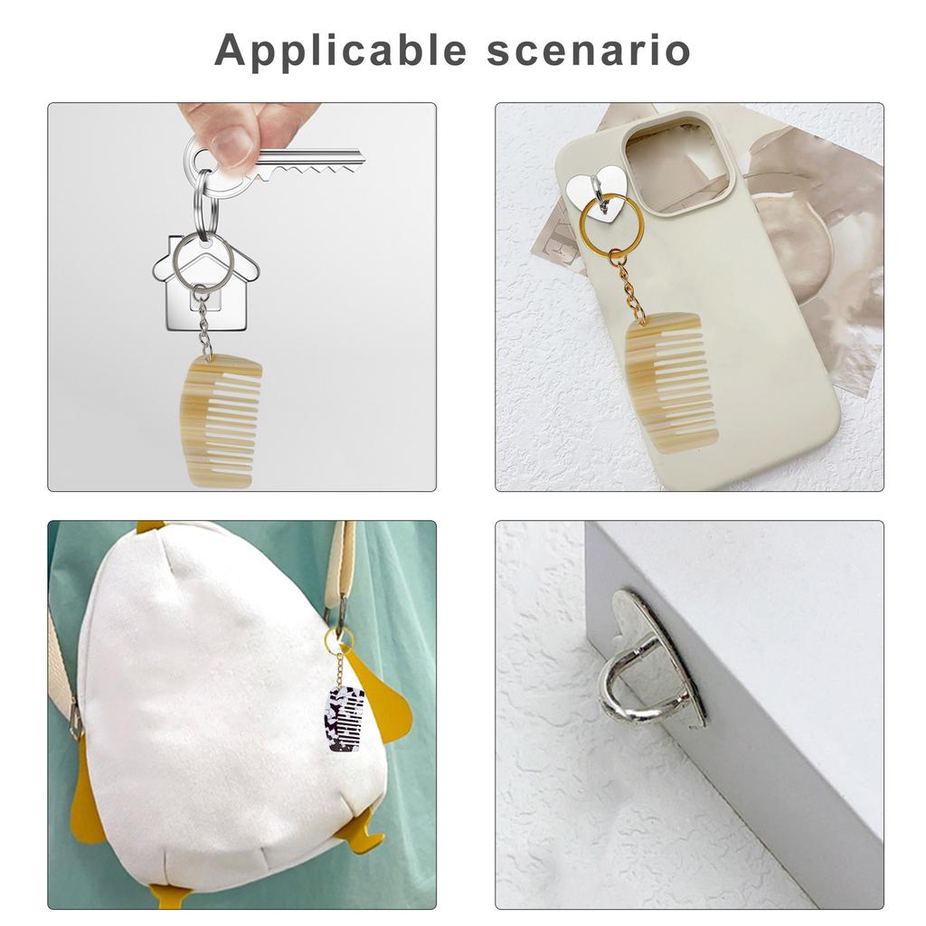 Comb Charm Keyring Acetate Miniature Milk White/Black White for Bag Backpack Purse Wallet Women Hair Care Accessory