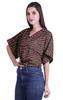 Moomaya Printed Boxy Sleeve Tops For Women V-Neck Elastic WaistA  Kimono Top