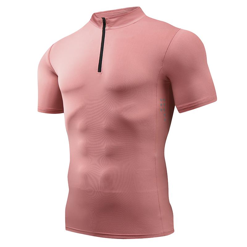 

Summer Stand Up Polo Shirt, Short Sleeved Fitness Shirt, Women s Quick Drying Top, Women s Outdoor Running T-shirt XL рожевий
