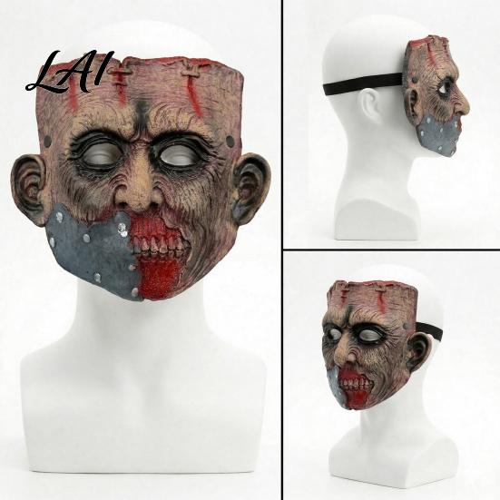 Transparent Eye Hole Mask Halloween Mask Realistic Rotting Zombie Costume Breathable PU Foam Easy to Wear Horror Face for Scary Haunted House