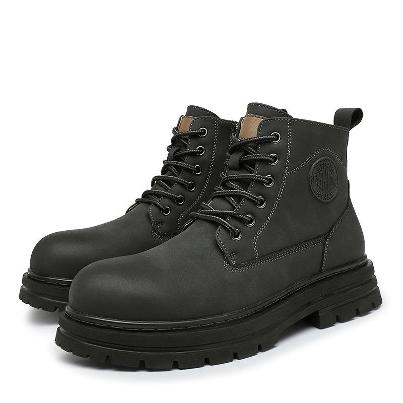 New Cool Men Women Cow Leather Boots Street High Top Casual Shoes Warm Plush Ankle Boots