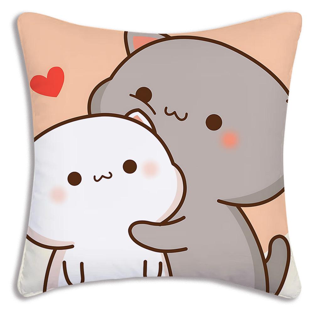 Cute PeachS And G-GomaS Pillow Covers Cartoon Sofa Decorative Home Double-sided Printing Short Plush Cute Cushion Cover