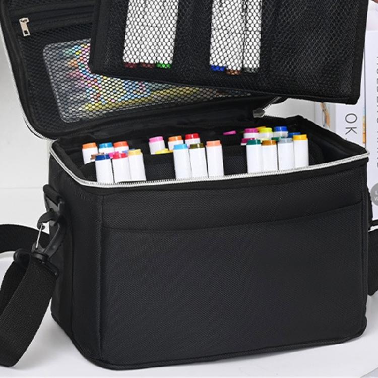 120 Slots Marker Holder Case with Shoulder Strap Large Capacity Multi-layer Markers Holder Carrying Bag for Paint Brush