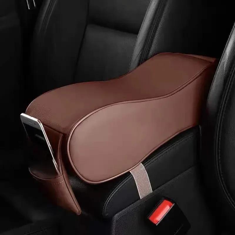 

Подлокотник из искусственной кожи для автомобиля, подушка для центральной консоли автомобиля, мягкая подушка для рук с сумками для хранения кофейный