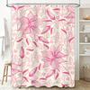 Pink Floral Shower Curtain: White Flower Bath Rug Decor for Bathroom Waterproof 3D Printing Home Decoration (Size Custom)