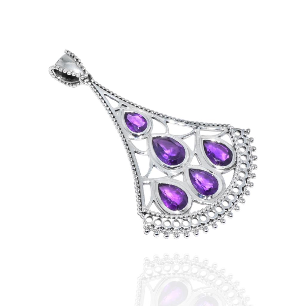 Amethyst pendant for women, zivori 925 silver jewelry, purple gemstone pendant, gift for mom