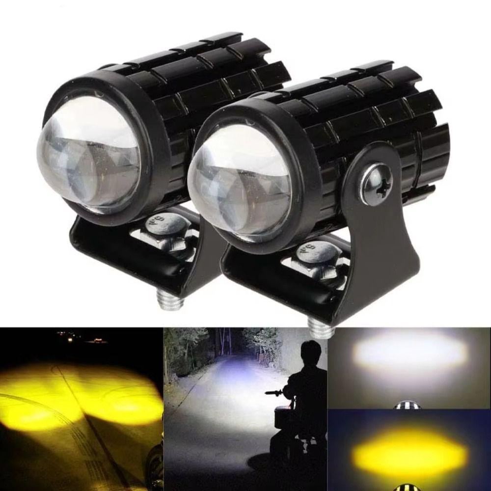 2Pcs Dual Color Light Auxiliary Spotlight Lamp LED Headlight Projector  Car Additional Lights