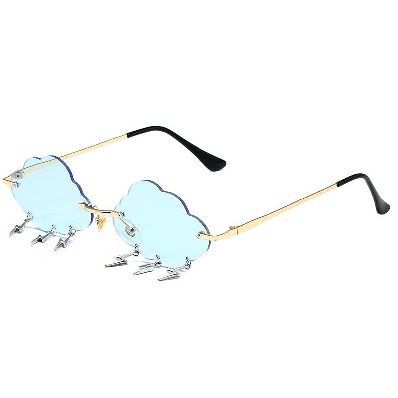 New Cloudd Fashion Sunglasses Female's Decorative Lightning Pendant Metal Sun Spectacles Female Outdoor Travel Eye Spectacles UV 400 Protection