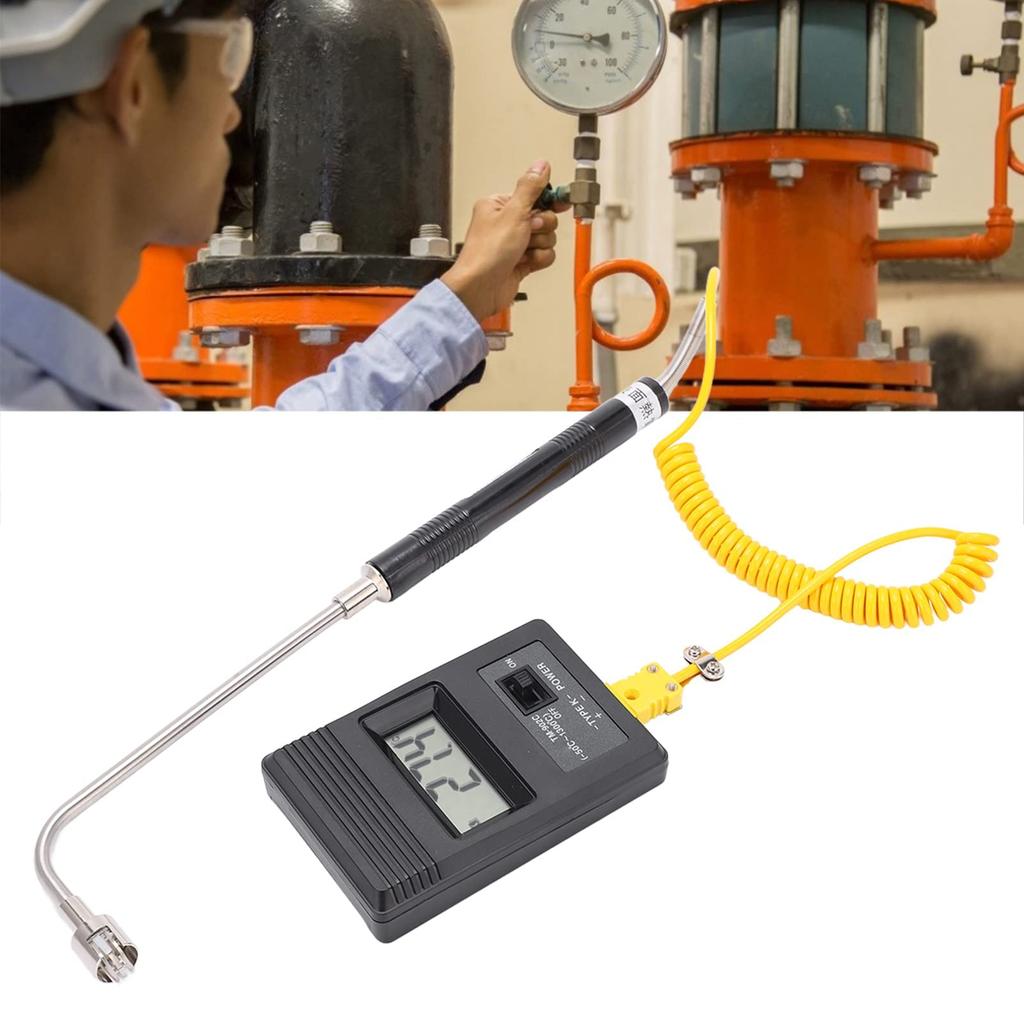 Mumisuto Thermocouple Thermometer Industrial Digital Thermometer with Surface Thermocouple LCD Cold Spot Bent Temperature Range for Measureing and